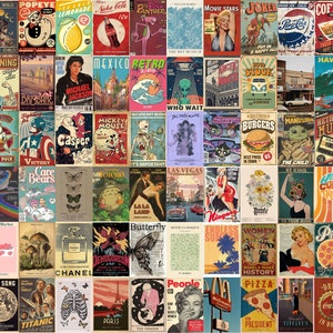 100 Retro Vintage Collage Kit Retro Wall Collage Retro Aesthetic Wall Prints Vintage 90s Photo Collage Prints Retro Posters Vintage Posters
