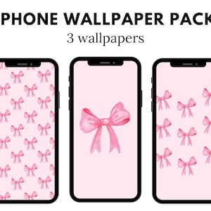 Coquette Bow Pink iPhone Wallpaper, Coquette Aesthetic iPhone Wallpaper, Pink Bow Wallpaper, Coquette Bow Wallpaper (DIGITAL DOWNLOAD)3 PCS