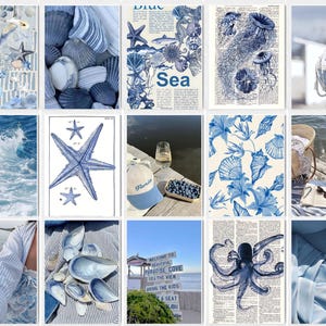 50 Küsten-Enkelin Wandcollage, Küsten-Großmutter, ästhetische Strand-Collage, Vintage Küstendrucke, KüstenCollege-Raumdekor