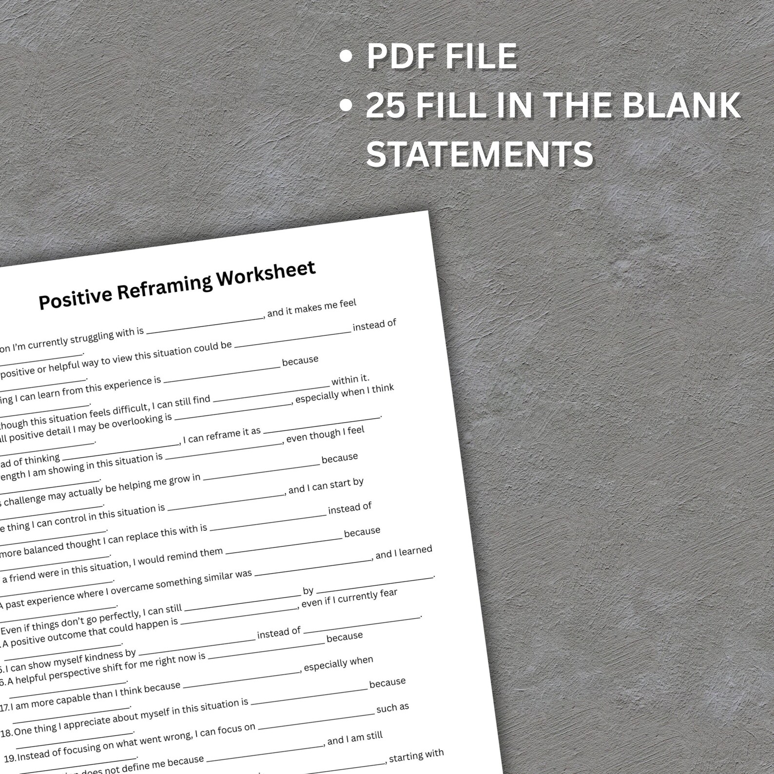 Positive Reframing Worksheet, CBT Thought Reframe PDF, Anxiety Self ...