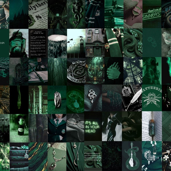 100 Slytherin Wizard Wall Collage Kit, Set of Magical Green Houses Aesthetic Photo Prints, Slytherin Wall Pictures (Digital Download)