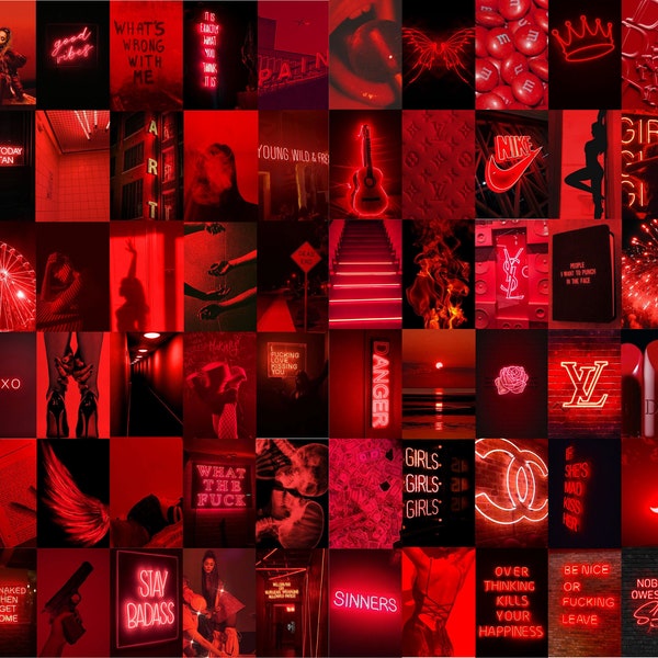 Collage Design Red Red Wall Collage Kit - Etsy