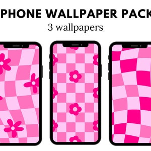 Retro Pink iPhone Wallpaper, Groovy Pink iPhone Wallpaper, Pink Aesthetic Wallpaper, Groovy Pink Aesthetic Wallpaper (DIGITAL DOWNLOAD)3 PCS