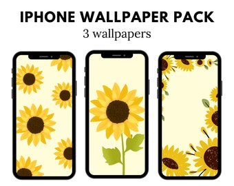 Sunflower iPhone Wallpaper, Happy iPhone Wallpaper, Sunflower Aesthetic Wallpaper, Floral Happy Wallpaper (DIGITAL DOWNLOAD) 3 PCS