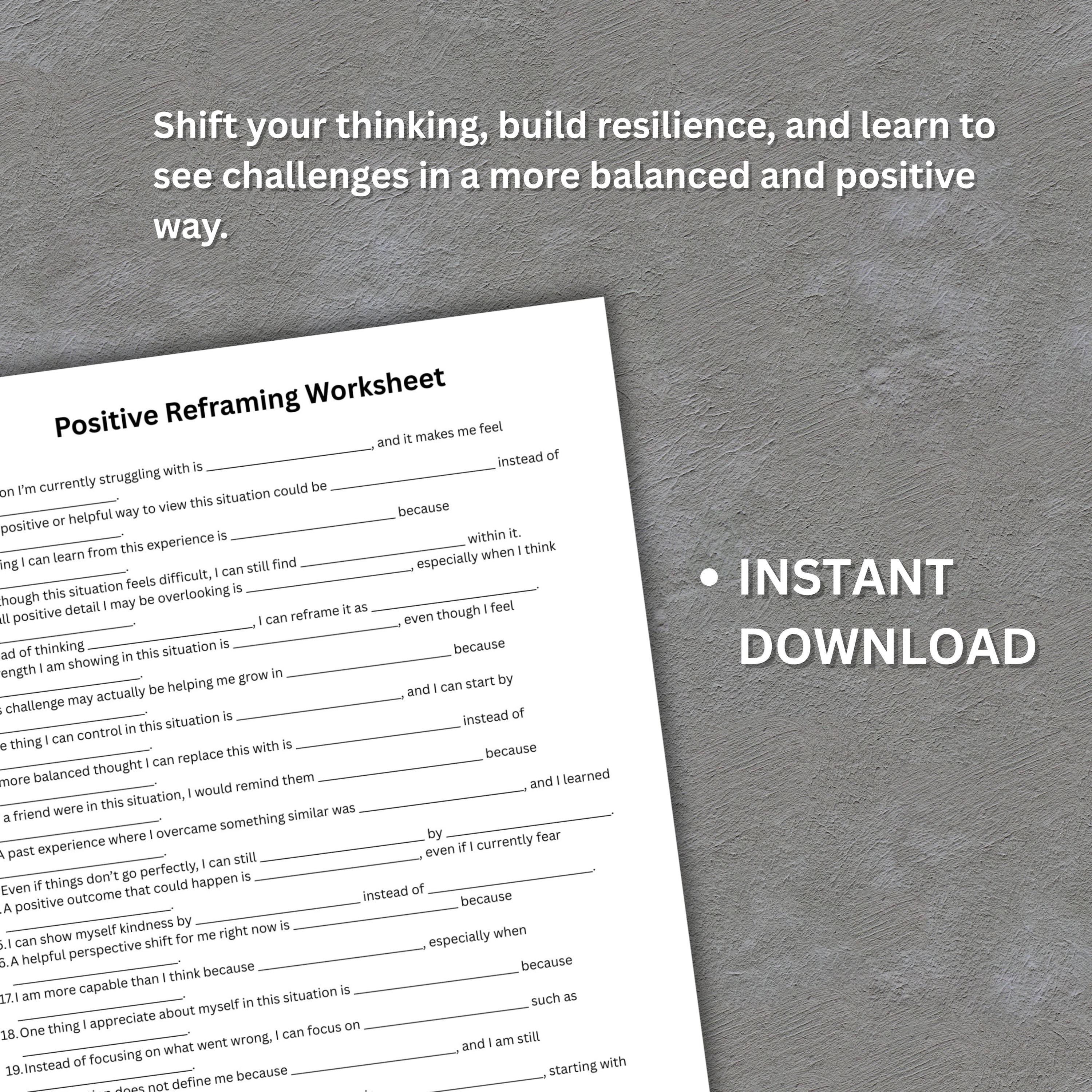 Reframing Worksheet.pdf Positive Reframing Worksheet, CBT Thought Reframe PDF, Anxiety Self ...