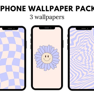 Pastel Indie iPhone Wallpaper, Indie iPhone Wallpaper, Retro Aesthetic Wallpaper, Groovy Retro Pastel Wallpaper (DIGITAL DOWNLOAD) 3 PCS