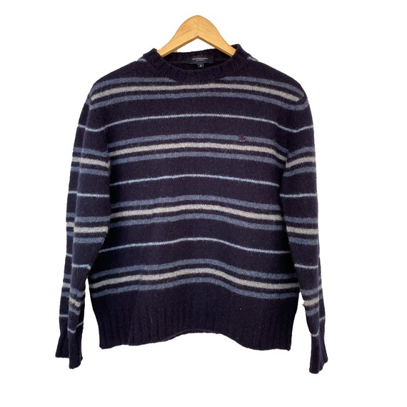 Navy Blue Striped Vintage Burberry Sweater. Wool Sweater for - Etsy