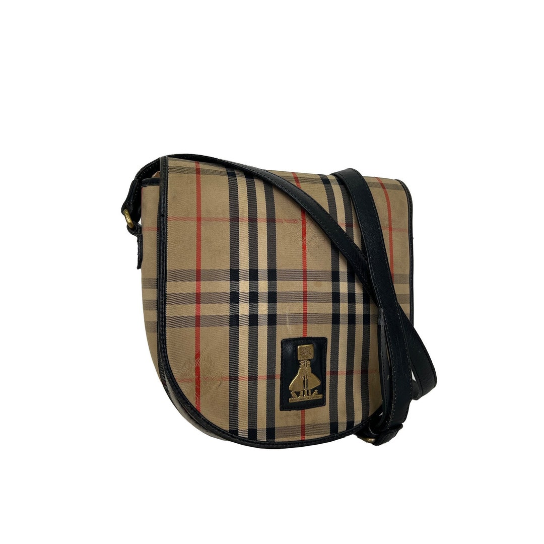 Vintage Nova Check Burberry Bag With Leather Details. Vintage Etsy