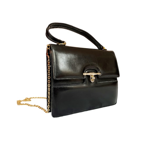 Gucci Vintage Black Leather Bag. Luxury Vintage Gucci Bag From 