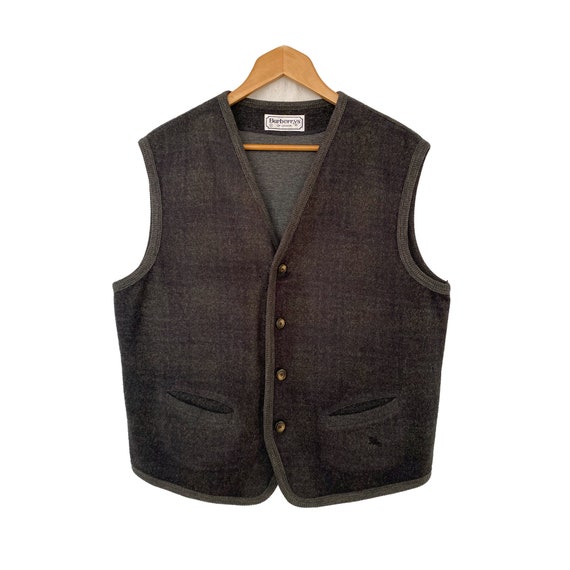 Unisex Gray Vintage Burberry Vest. Men's Wool Vest. 90s - Etsy