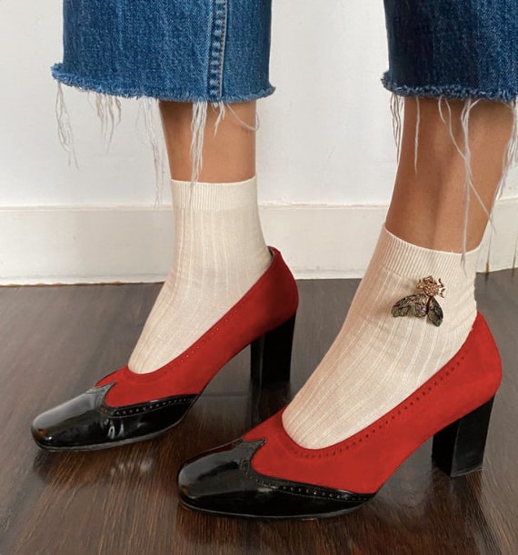 Zapatos de tacón Valentino Vintage Tacones Rojos tipo oxford | Etsy España
