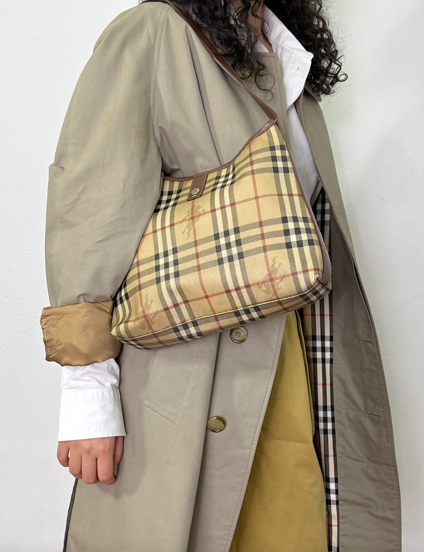 Vintage Burberry Bag Beige Nova Check Handbag Pouchette Pochette Purse 90s  Y2k