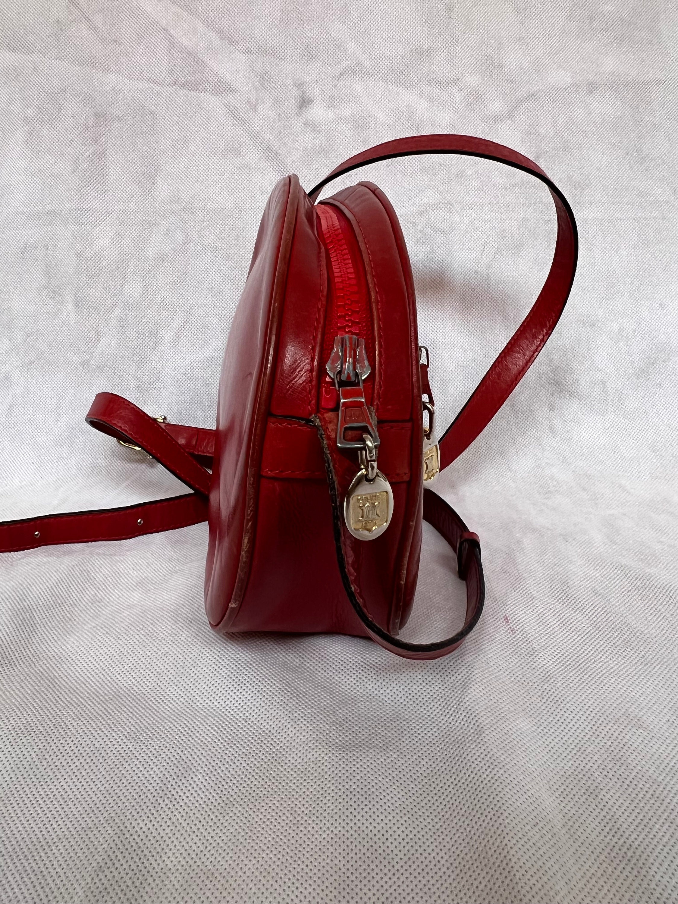 1990s Celine Red Leather Two-Way Ring Bag at 1stDibs