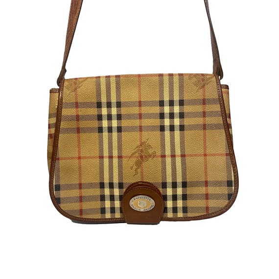 Burberry Vintage Checkered Nova Check Bag With Leather 