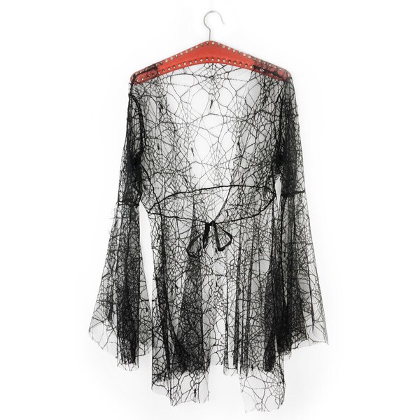Witchy Morticia Addams 70s jaren '60 stijl goth spinnenweb trui gewaad met uitlopende mouwen