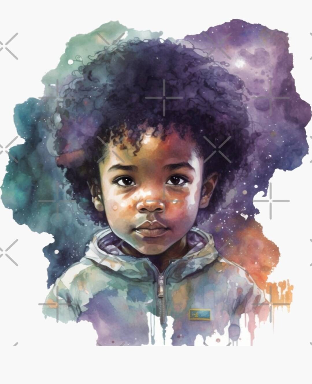 Curly Hair Kid Art for Kids Bedroom Nursery Bright Colours Etsy