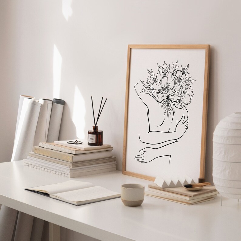 Abstract Couple Wall Art Line Art Prints Printable Romantic Etsy