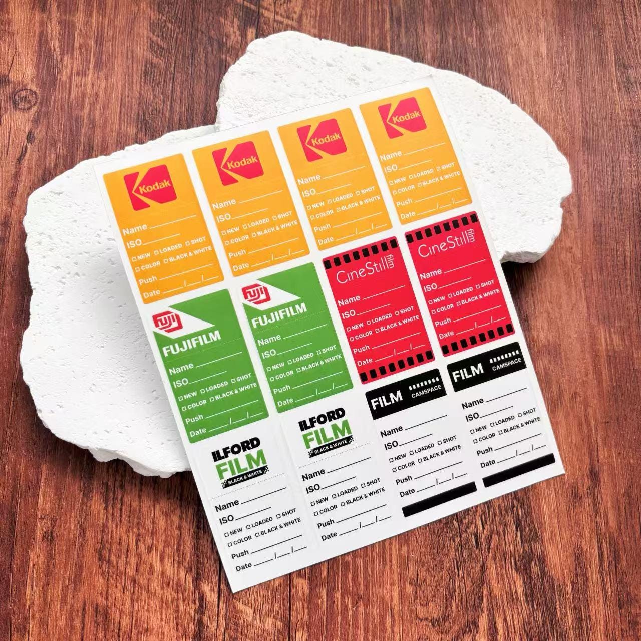 Film Roll Labels for 35mm/120 Cameras, Reusable ISO, Shot Tracking