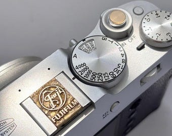 Custom Embossed Bronze Fujifilm Camera Hot Shoe Cover, CNC