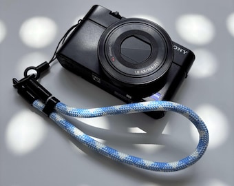Correa de muñeca para cámara azul luminosa, correa de mano ajustable de paracord de 7 mm, liberación rápida
