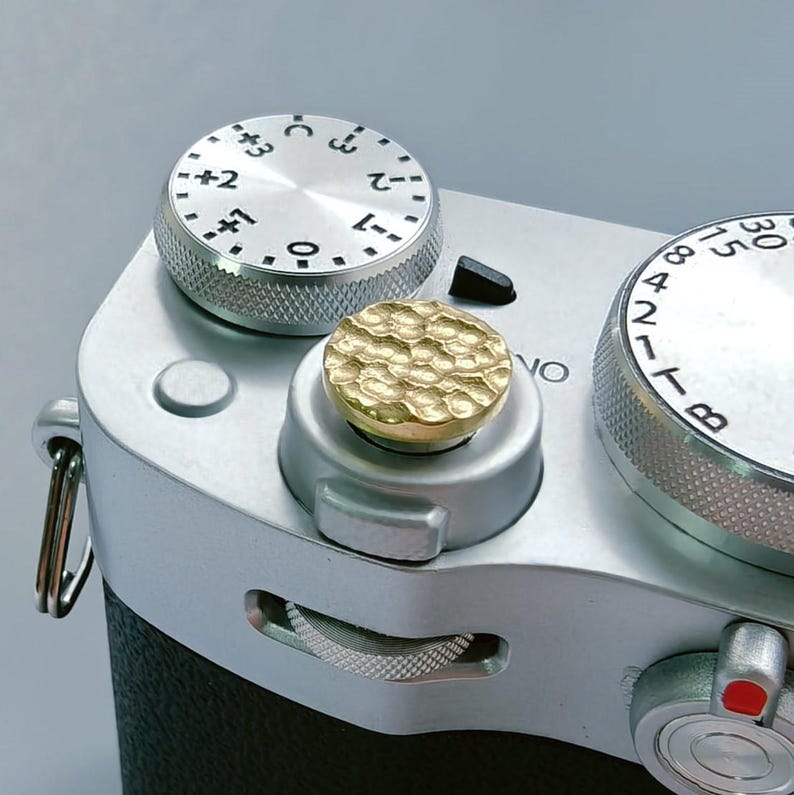 Hand Hammered Brass Camera Shutter Button, Digital Camera Accessory image 1