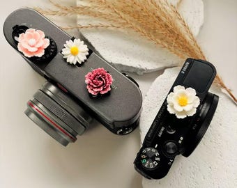 Daisy Flower Hot Shoe Cover & Floral Strap Camera Accessories Set for DSLR