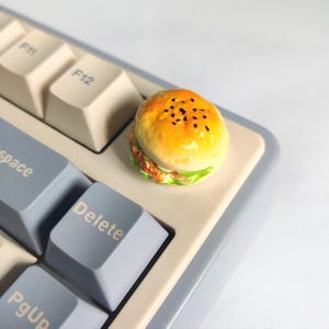 Przycisk pokrętła klawiatury Hamburger, pokrętło klawiatury Custom Fast Food F75 i Hi8, pokrętło Kawaii Miniature Foodie, nasadka klawisza 3D burger Artisan, kreatywny prezent