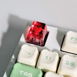 Love Heart Keycap, SA profile transparent resin keycap, Artisan bloody keycap, black style keyboard cap, Mechanical keyboard, gamer gift