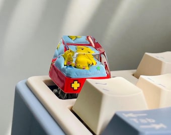 Pikachu Artisan Keycap: Pokemon SA Profile Resin Keycap, Custom Mechanical Keyboard Cap