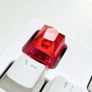 Ruby crystal keycap, Red transparent keycap, Jewelry resin keycap, Artisan keycap, Custom keycap, Handmade keycap for mechanical Keyboards