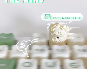 Wind Puppy Artisan Keycap: 3D Gedruckter weißer Hund Keycap