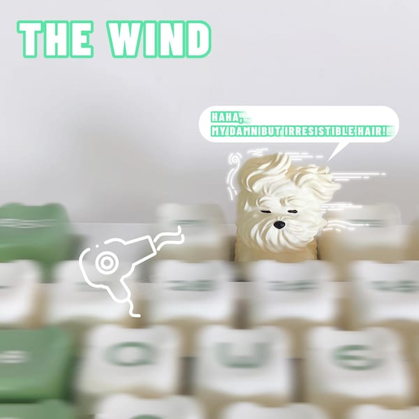 Wind Puppy Artisan Keycap: 3D Printed White Dog Keycap
