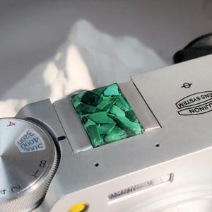 Malachite Camera Hot Shoe Cover: Emerald Whisper, Photographer Gift