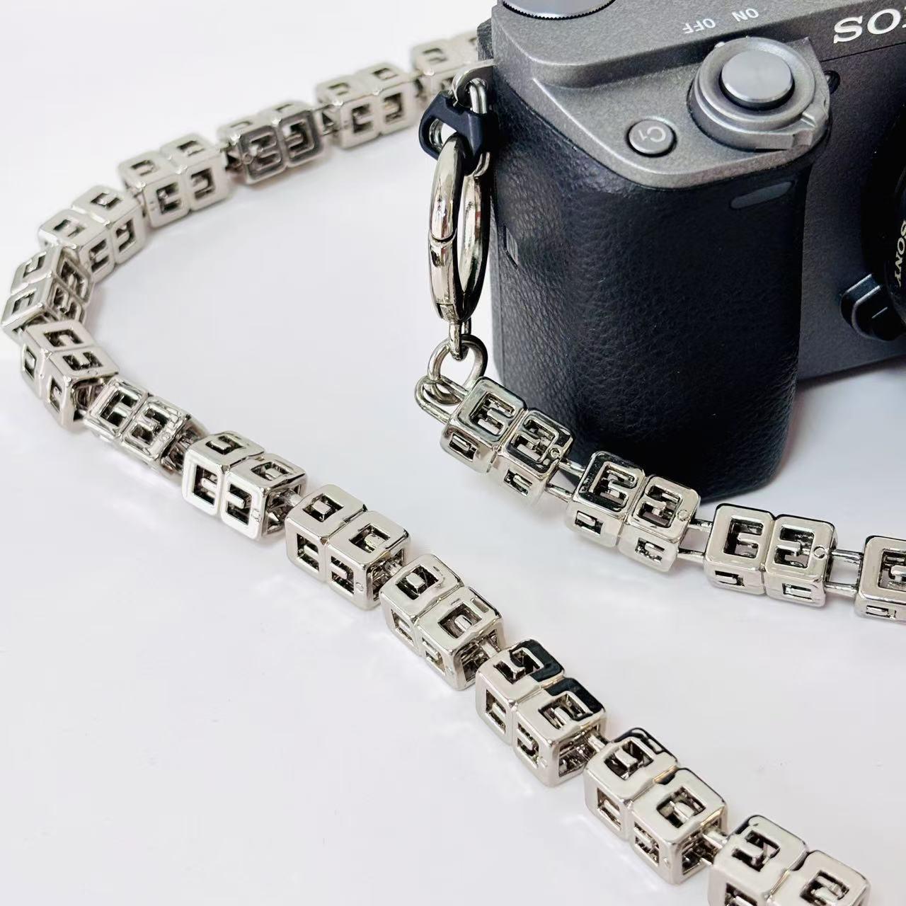 Square Puzzle Camera Strap: Silver Metal Shoulder Strap, Photography Gift
