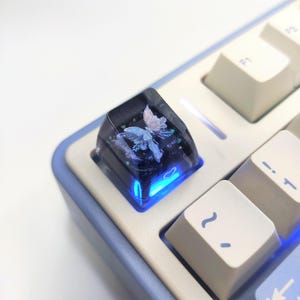 Crystal galaxy butterfly Keycap, Transparent resin artisan keycap, birthday gift, SA profile keyboard cap, High clear game keyboard custom