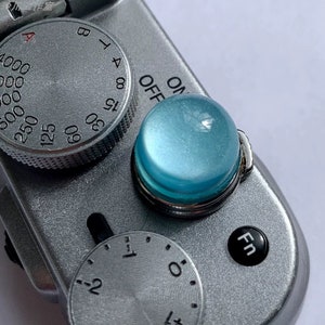 Clear Lake Blue Camera Shutter Button with Screw, Custom Red/Yellow Round Resin Fuji/Leica/Nikon/Canon accessories, photography lover gifts