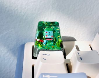Bulbasaur Resin Keycap: Pokémon, Custom Mechanical Keyboard Key
