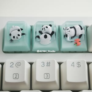 Süße Panda Tastenkappe, Tier Tastenkappe, Harz-Schlüsselkappe, Handwerker-Schlüsselkappe, Benutzerdefinierte Schlüsselkappe, DIY-Schlüsselkappe, Grüne Schlüsselkappe, süße Schlüsselkappe, Kawaii-Schlüsselkappe