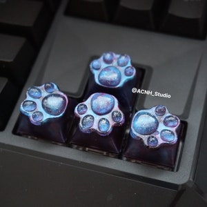 Galaxy Kitty Keycaps - Mechanical Keyboard Keycap, Star keycap, universe keycap, Artisan keycap, kawaii keycap, custom keycap, R4 hight
