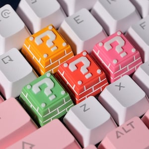 Question Brick Artisan Keycap: Kawaii Custom Game Keycap, Mario Party inspired