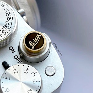 Leica logo gold silver Shutter Button, Custom Fuji Camera Accessories,  Nikon metal brass copper release button, Creative Photographer Gift