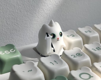 Cat Ghost Artisan Tastenkappe : In Handarbeit hergestellte Tastenkappe für Cherry MX Keyboard