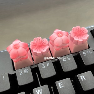 Sakura flower keycaps, kawaii keycaps, artisan keycap, dessert keycap, cute keycap, pink keycap, keycap for MX Mechanical Gaming Keyboard