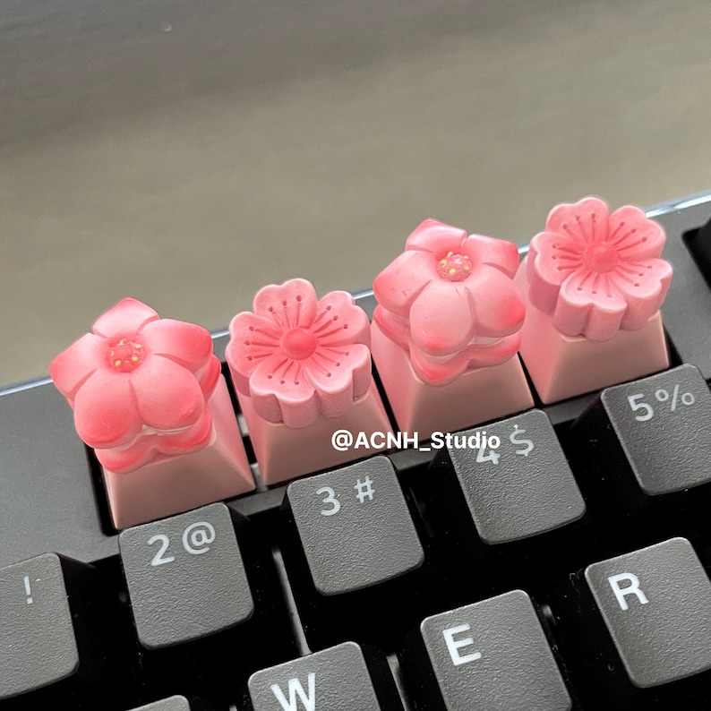 Sakura Flower Keycaps Kawaii Keycaps Artisan Keycap Dessert Etsy