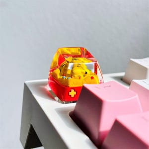 Pikachu Artisan Keycap: Pokemon SA Profile Resin Keycap, Custom Mechanical Keyboard Cap Yellow base