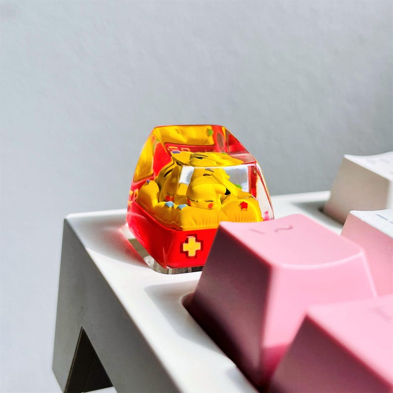 Pikachu Artisan Keycap: Pokemon SA Profile Resin Keycap, Custom Mechanical Keyboard Cap Yellow base