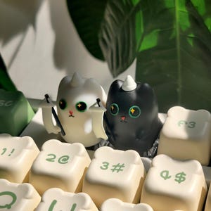 Cat Ghost Artisan Keycap: Handmade Resin Keycap for Cherry MX Keyboard image 4