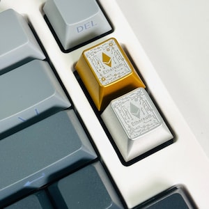 Ethereum keycaps, aluminum r4 keyswitches, custom crypto key profiles, eth artisan keycaps, metal mechanical keyboard, cherry mx, handmade