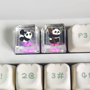 Cute Panda keycap, Animal keycap, Custom Resin keycap, Artisan keycap, Mechanical keyboard cap, Kawaii keycap, Transparent keycap gift