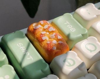 Hand-Painted Almond Bread Keycap: Artisan Kawaii Caps Lock Keycap